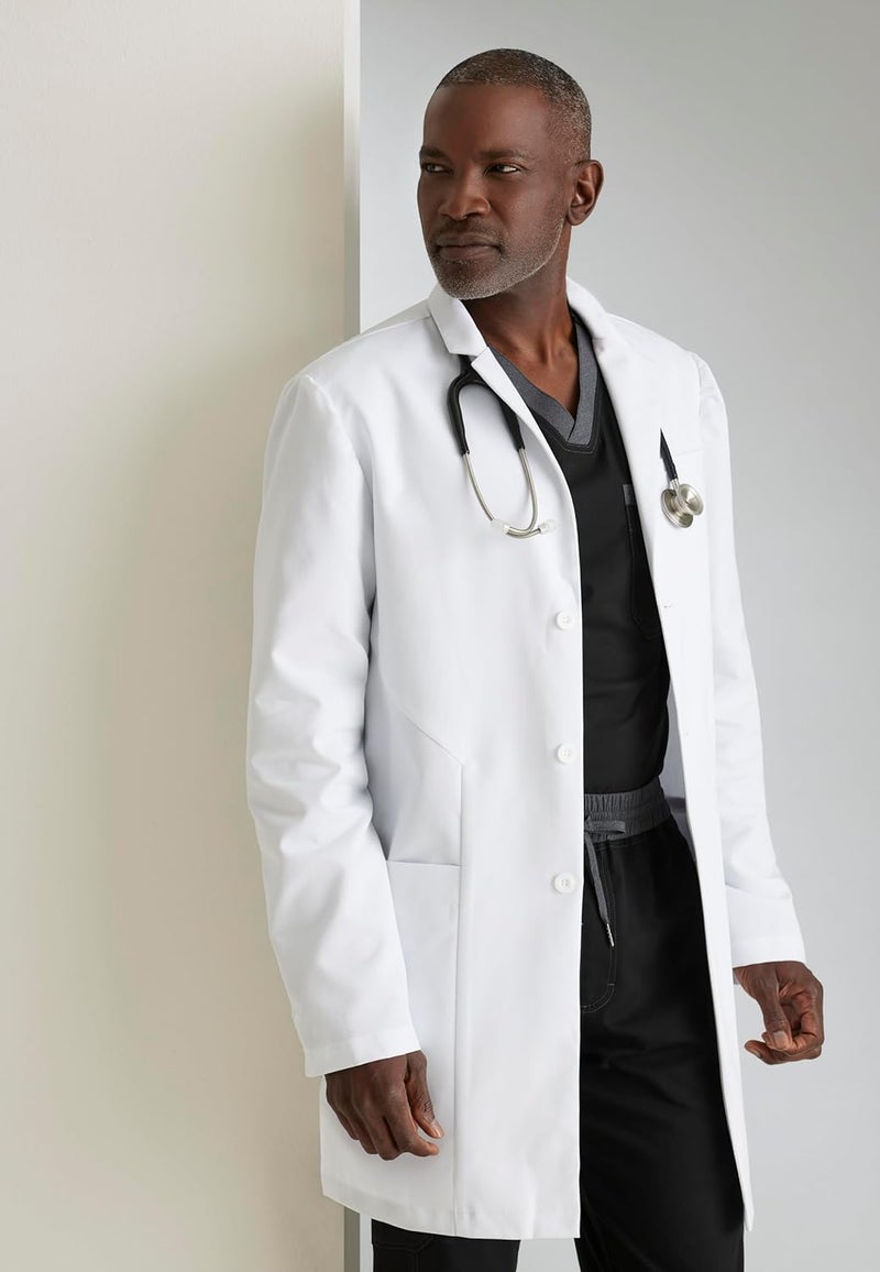 Barco Grey's Anatomy Scrubs - Derek Lab Coat for Men, Professional Full-Length 3-Button Long Sleeve 35"- 39" Lab Coat - Image 4
